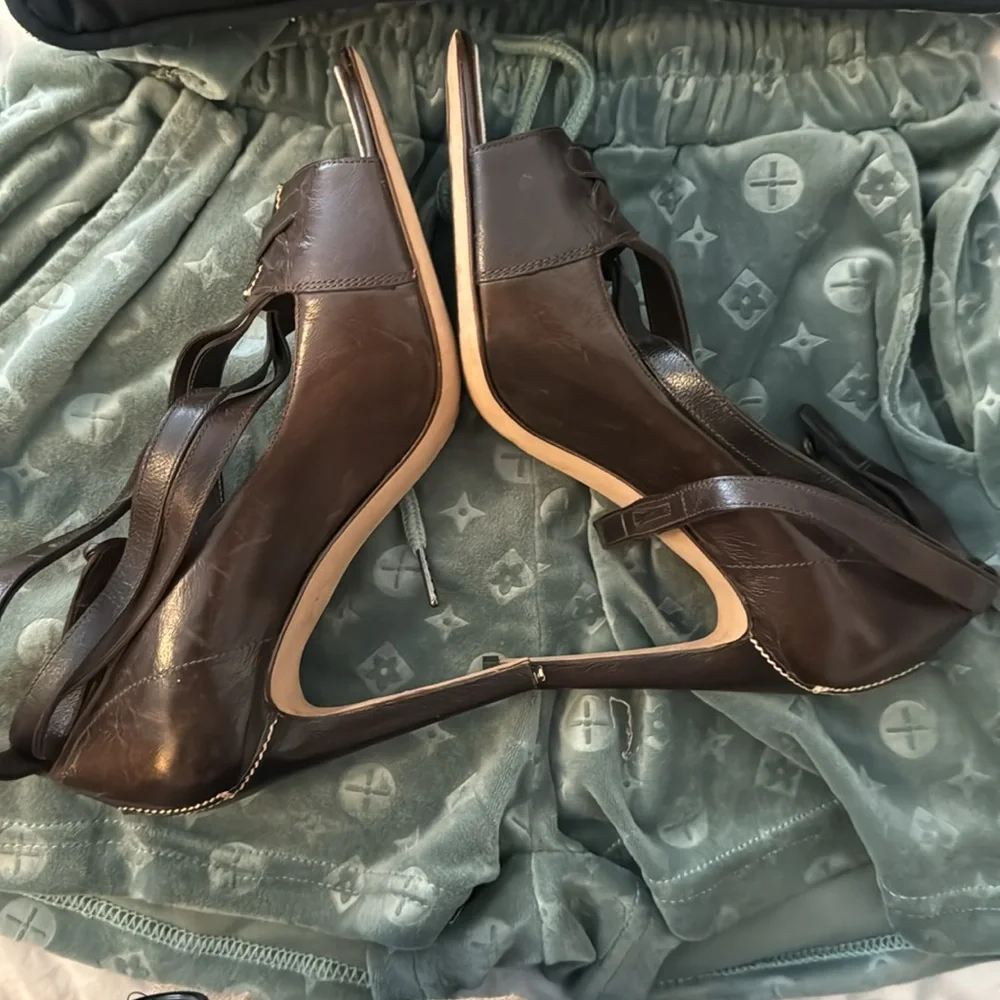 Yves Saint Laurent Slingback Peeptoe Heels Tie Detail - Picture 5 of 7